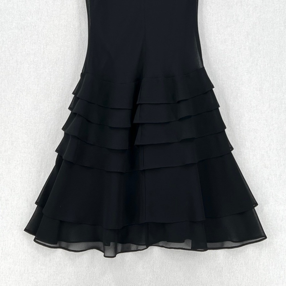 JOSEPH RIBKOFF Vintage Cowl Neck Ruffle Dress Womens 4 Black Party Cocktail Y2K - Picture 11 of 15